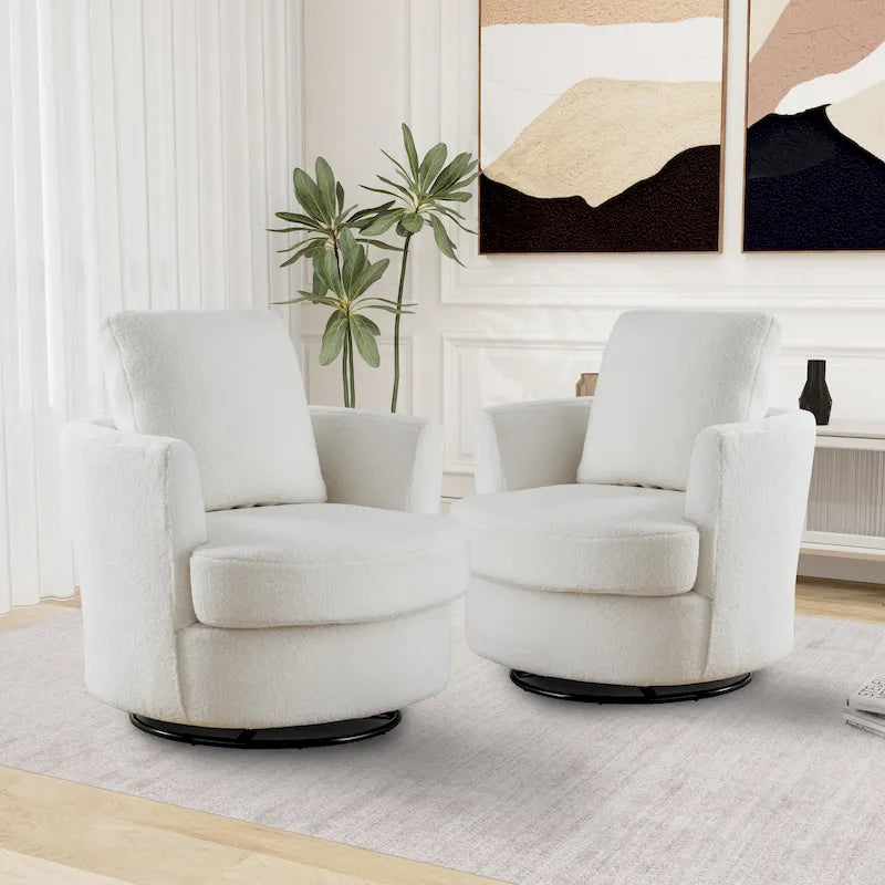 Sillones tipo barril giratorios modernos tapizados (juego de 2)