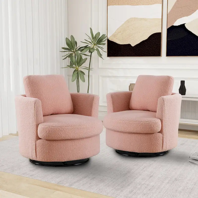 Sillones tipo barril giratorios modernos tapizados (juego de 2)