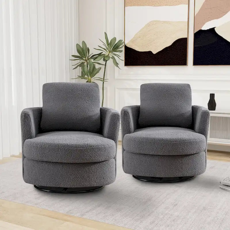 Sillones tipo barril giratorios modernos tapizados (juego de 2)