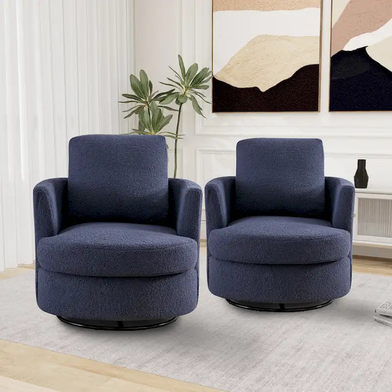 Sillones tipo barril giratorios modernos tapizados (juego de 2)