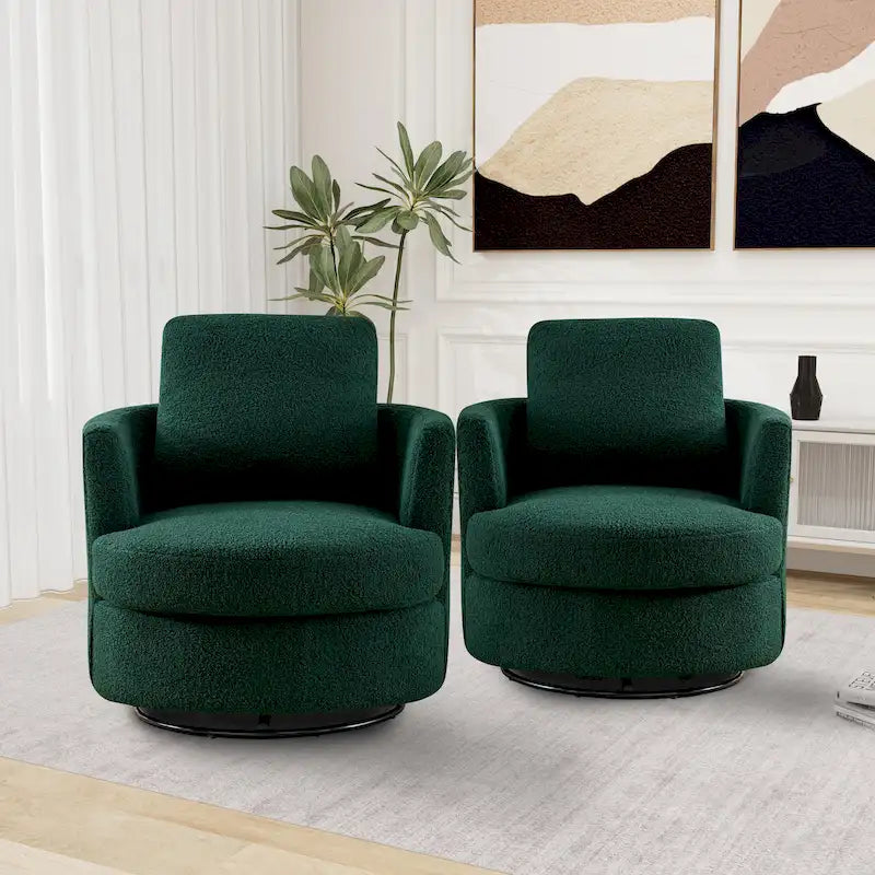 Sillones tipo barril giratorios modernos tapizados (juego de 2)