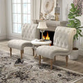 Upholstered Accent Lounge Chair for Bedroom Living Room Armless Slipper Chair with Wood Legs