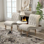 Upholstered Accent Lounge Chair for Bedroom Living Room Armless Slipper Chair with Wood Legs