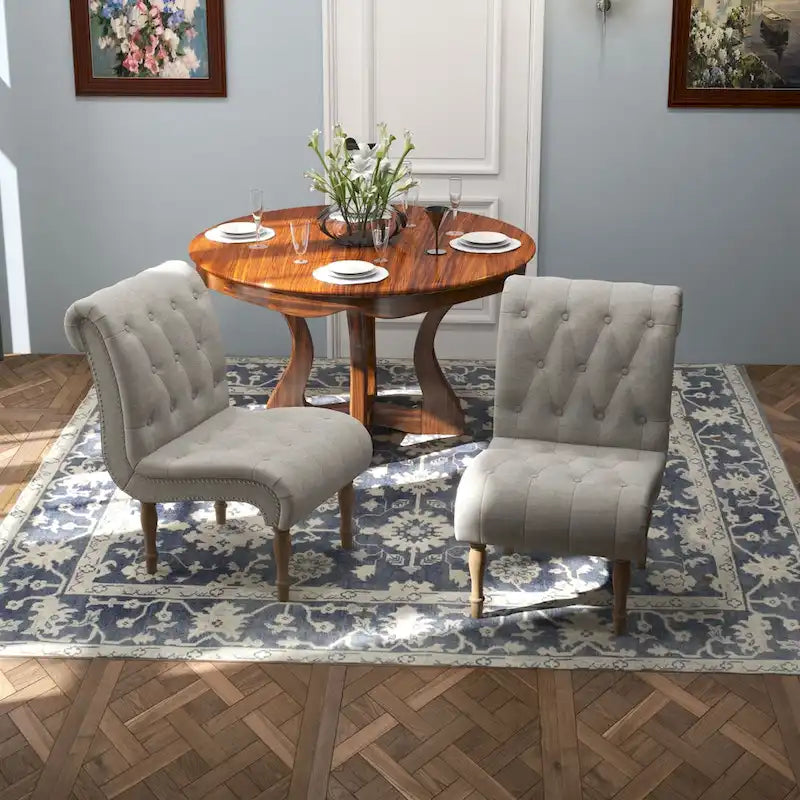 Gepolsterter Akzent-Loungesessel fürs Schlafzimmer und Wohnzimmer, armloser Pantoffelsessel mit Holzbeinen