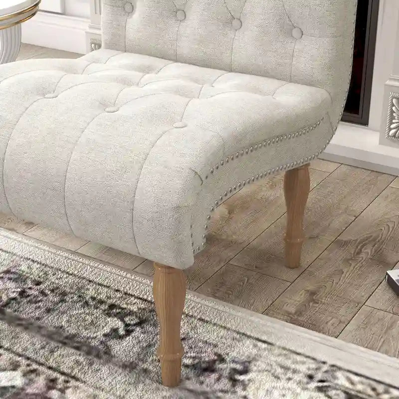 Gepolsterter Akzent-Loungesessel fürs Schlafzimmer und Wohnzimmer, armloser Pantoffelsessel mit Holzbeinen