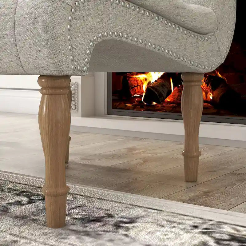 Gepolsterter Akzent-Loungesessel fürs Schlafzimmer und Wohnzimmer, armloser Pantoffelsessel mit Holzbeinen