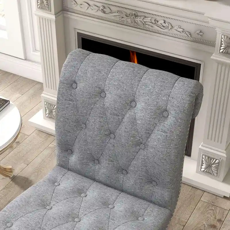Gepolsterter Akzent-Loungesessel fürs Schlafzimmer und Wohnzimmer, armloser Pantoffelsessel mit Holzbeinen