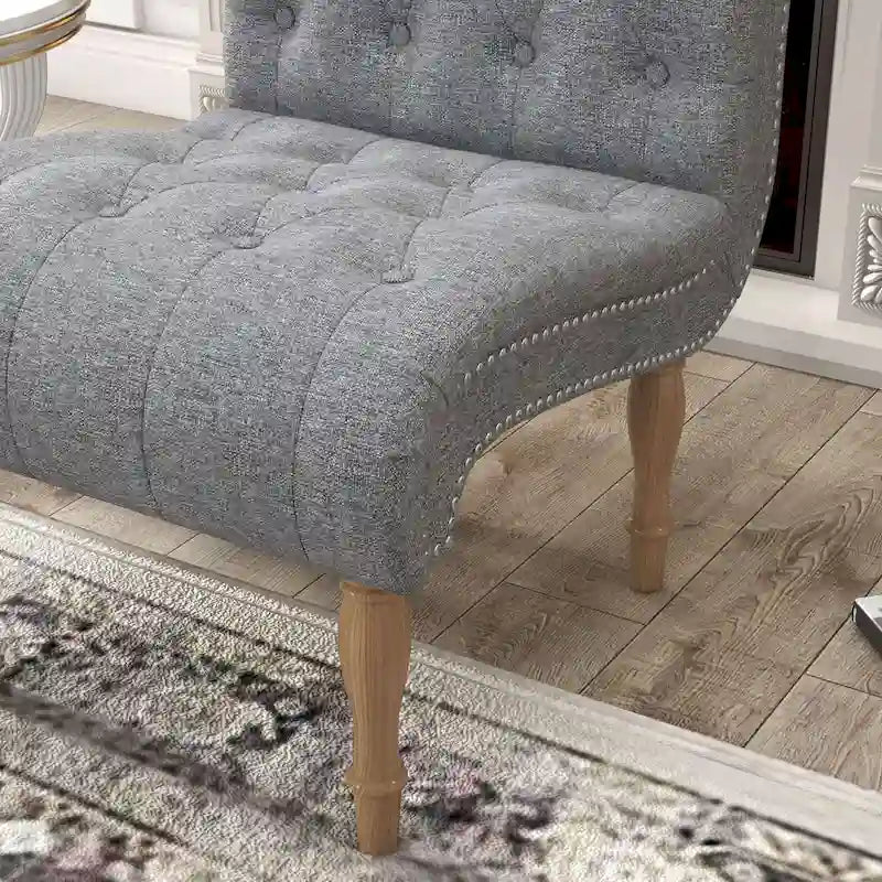 Gepolsterter Akzent-Loungesessel fürs Schlafzimmer und Wohnzimmer, armloser Pantoffelsessel mit Holzbeinen