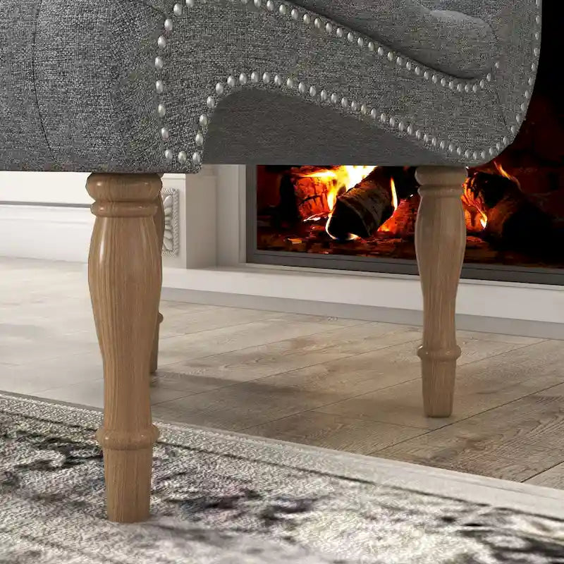 Gepolsterter Akzent-Loungesessel fürs Schlafzimmer und Wohnzimmer, armloser Pantoffelsessel mit Holzbeinen