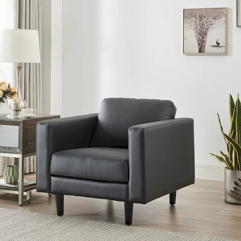 Premium Cowhide Leather Chair With High Density Cushions and Large Seating Space