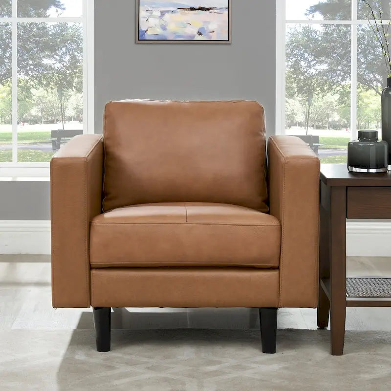 Premium Cowhide Leather Chair With High Density Cushions and Large Seating Space