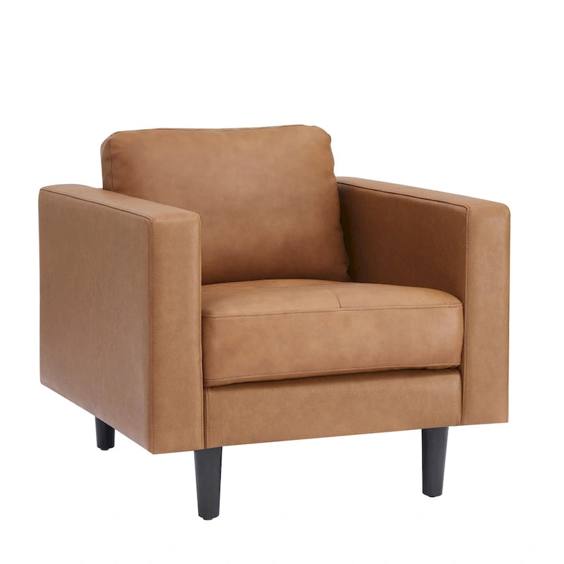 Premium Cowhide Leather Chair With High Density Cushions and Large Seating Space