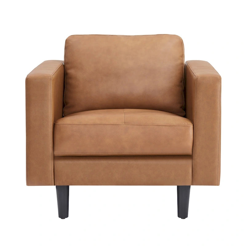 Premium Cowhide Leather Chair With High Density Cushions and Large Seating Space