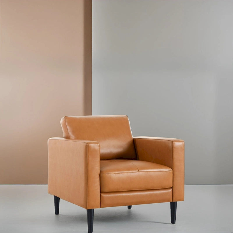 Premium Cowhide Leather Chair With High Density Cushions and Large Seating Space