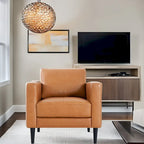 Premium Cowhide Leather Chair With High Density Cushions and Large Seating Space