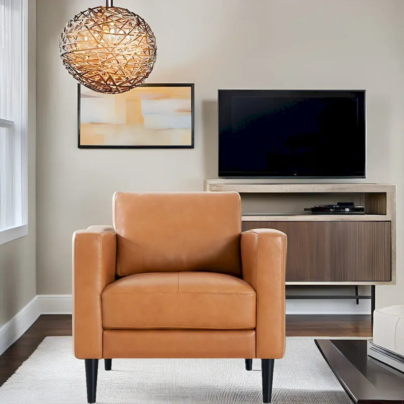 Premium Cowhide Leather Chair With High Density Cushions and Large Seating Space