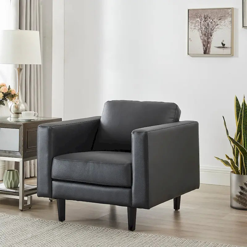 Premium Cowhide Leather Chair With High Density Cushions and Large Seating Space