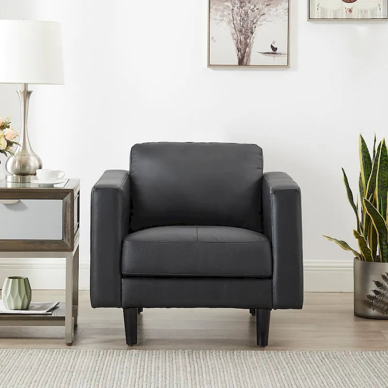 Premium Cowhide Leather Chair With High Density Cushions and Large Seating Space