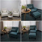 HUIMO Arm Chair Comfy Club Chair with Ottoman and Pillow