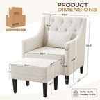 HUIMO Arm Chair Comfy Club Chair with Ottoman and Pillow