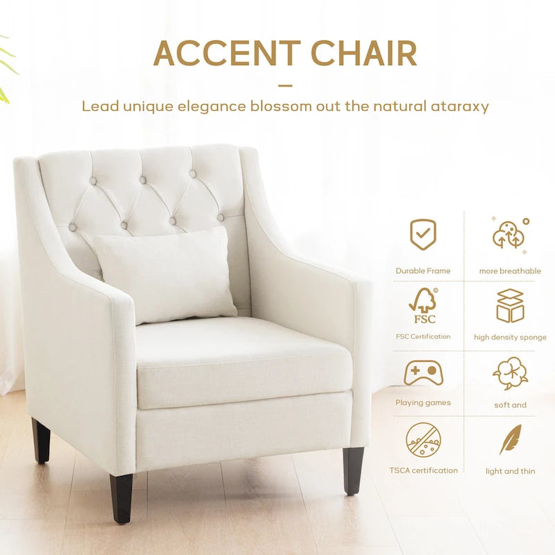 HUIMO Arm Chair Comfy Club Chair with Ottoman and Pillow