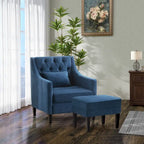 HUIMO Arm Chair Comfy Club Chair with Ottoman and Pillow