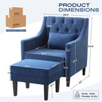 HUIMO Arm Chair Comfy Club Chair with Ottoman and Pillow