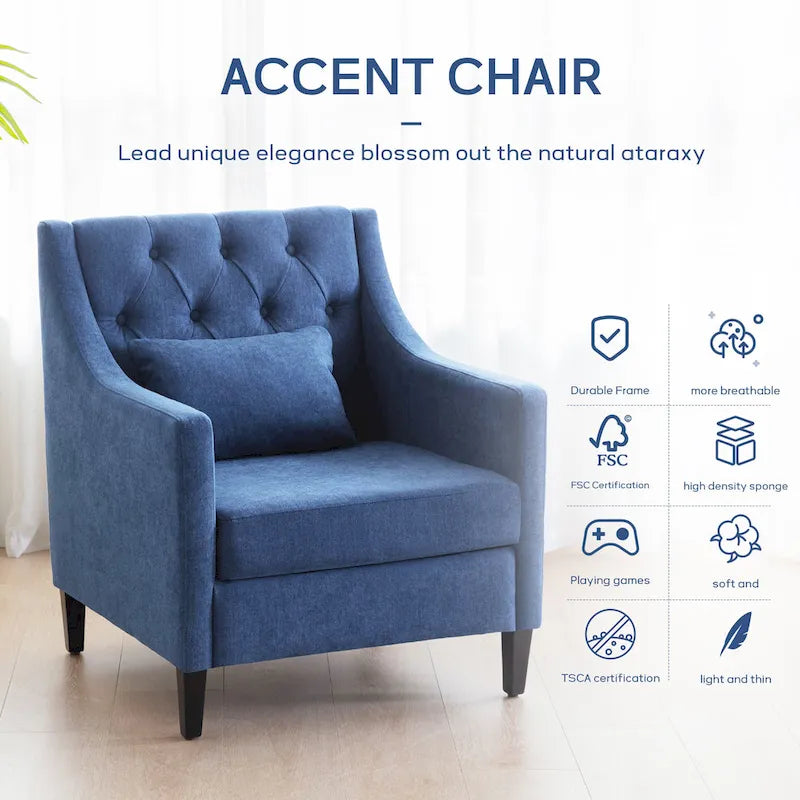 HUIMO Arm Chair Comfy Club Chair with Ottoman and Pillow