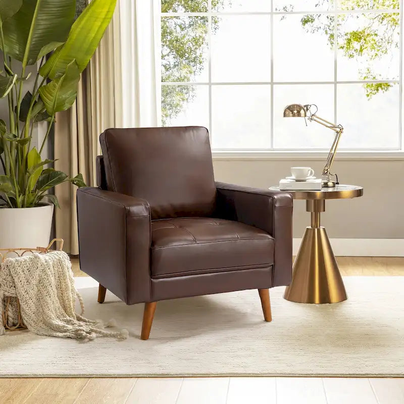 Elizabeth Mid-Century-Sessel aus echtem Leder von HULALA HOME