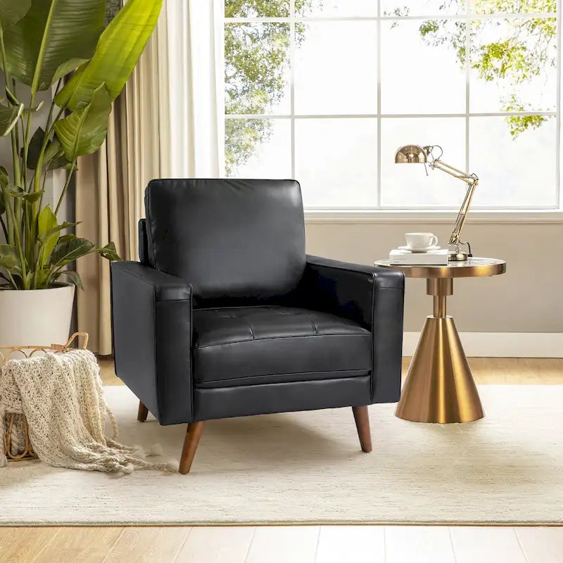 Elizabeth Mid-Century-Sessel aus echtem Leder von HULALA HOME