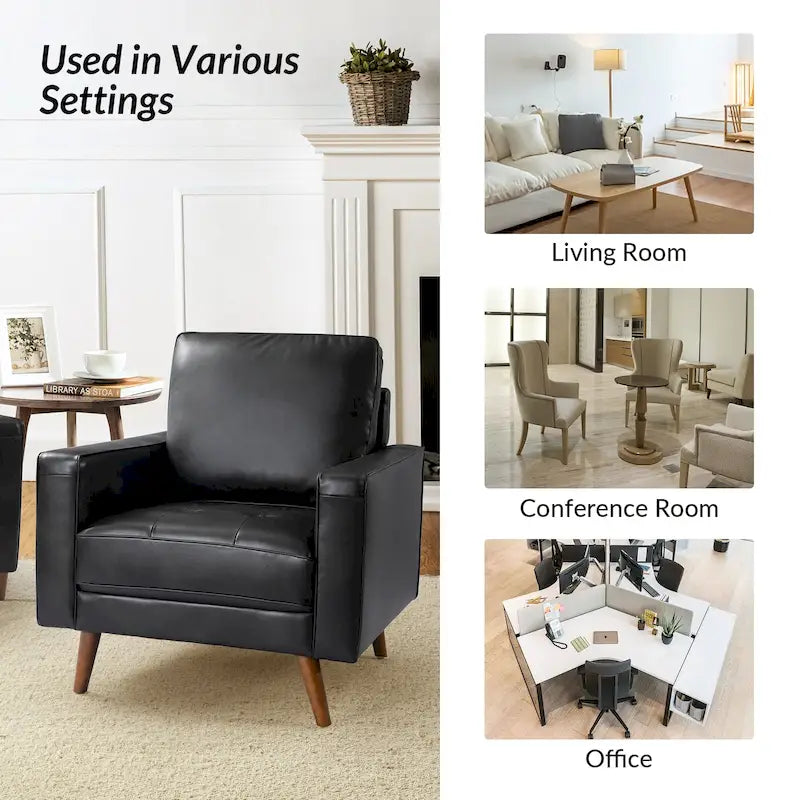 Elizabeth Mid-Century-Sessel aus echtem Leder von HULALA HOME