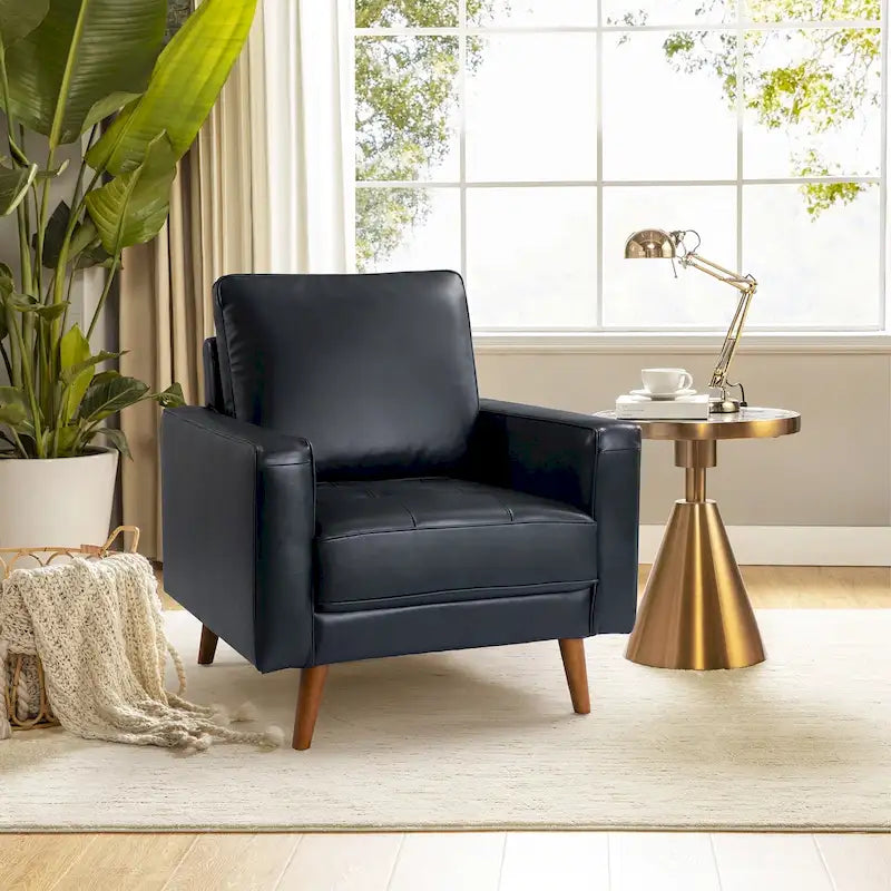 Elizabeth Mid-Century-Sessel aus echtem Leder von HULALA HOME