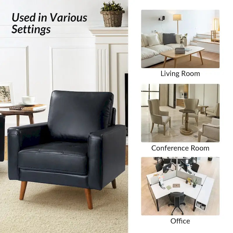 Elizabeth Mid-Century-Sessel aus echtem Leder von HULALA HOME