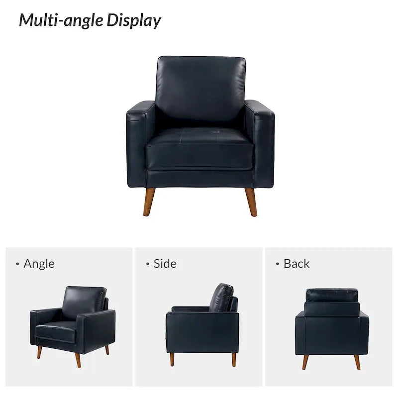 Elizabeth Mid-Century-Sessel aus echtem Leder von HULALA HOME