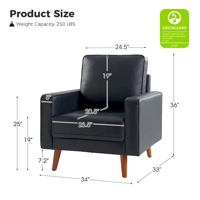 Elizabeth Mid-Century-Sessel aus echtem Leder von HULALA HOME