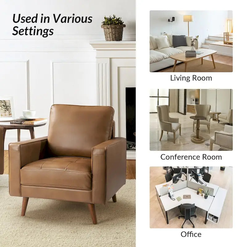 Elizabeth Mid-Century-Sessel aus echtem Leder von HULALA HOME