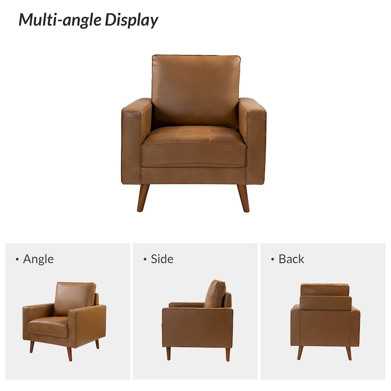 Elizabeth Mid-Century-Sessel aus echtem Leder von HULALA HOME