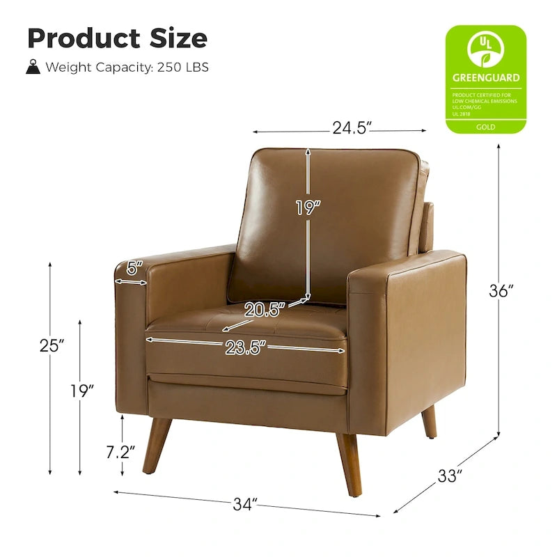 Elizabeth Mid-Century-Sessel aus echtem Leder von HULALA HOME