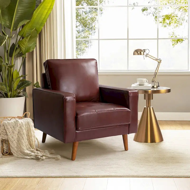 Elizabeth Mid-Century-Sessel aus echtem Leder von HULALA HOME