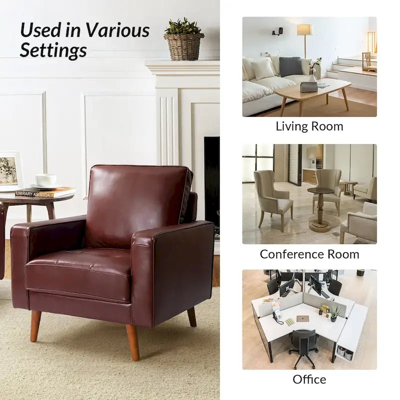 Elizabeth Mid-Century-Sessel aus echtem Leder von HULALA HOME