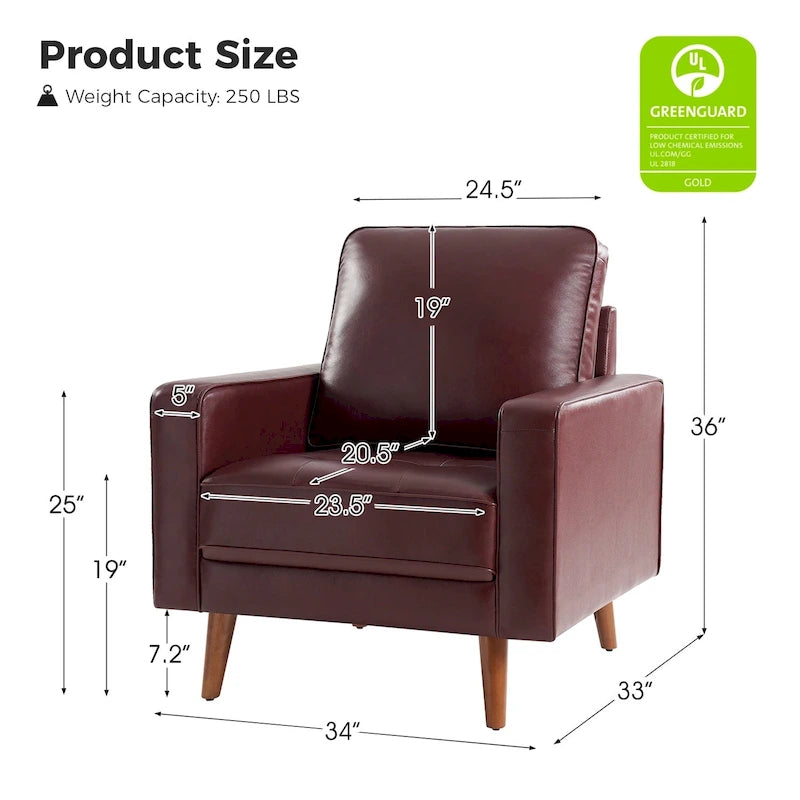 Elizabeth Mid-Century-Sessel aus echtem Leder von HULALA HOME