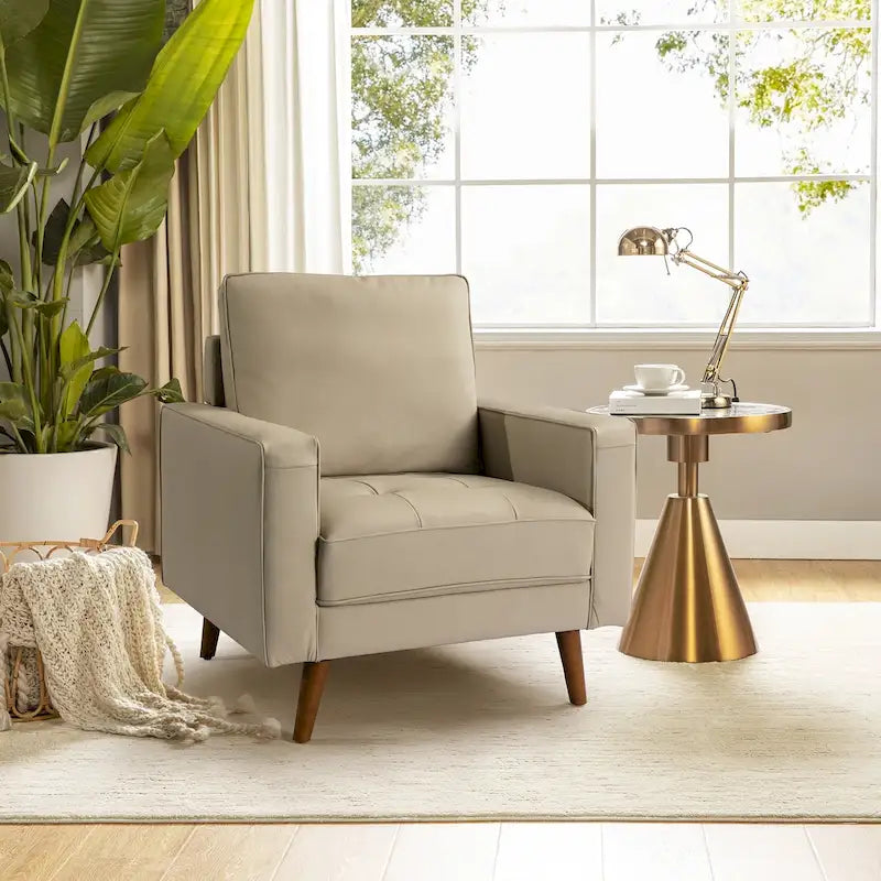 Elizabeth Mid-Century-Sessel aus echtem Leder von HULALA HOME