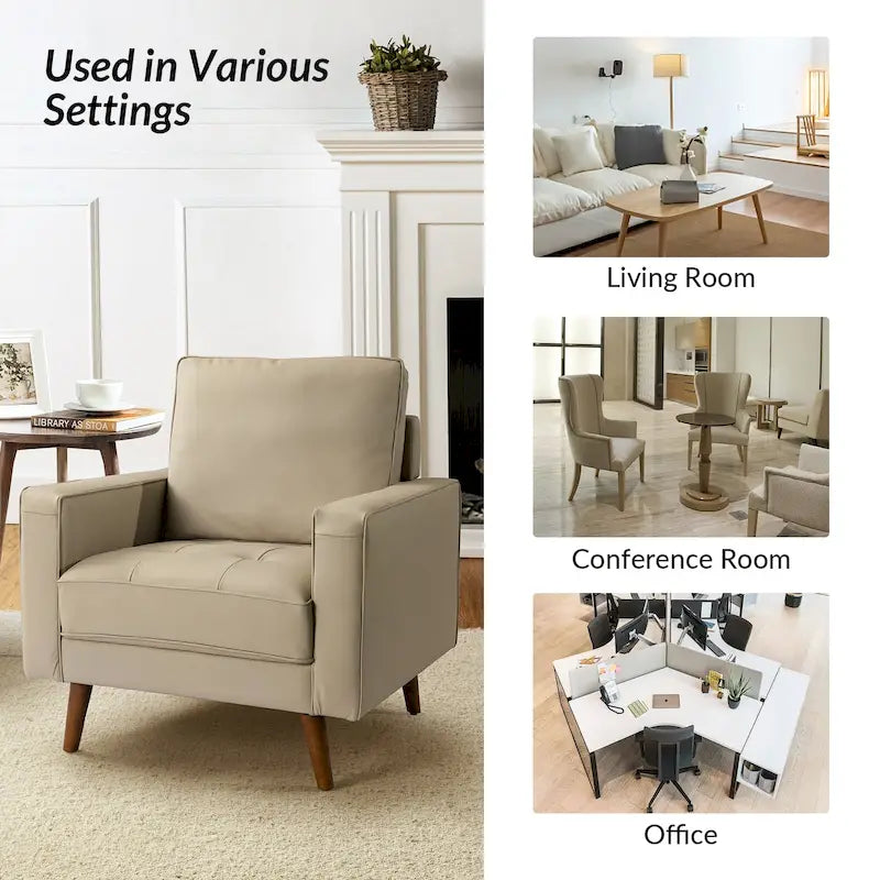 Elizabeth Mid-Century-Sessel aus echtem Leder von HULALA HOME
