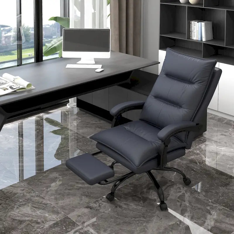 Silla de oficina Vinsetto con respaldo alto y masaje, 6 puntos de vibración, silla para computadora reclinable con calefacción, de microfibra y con reposapiés