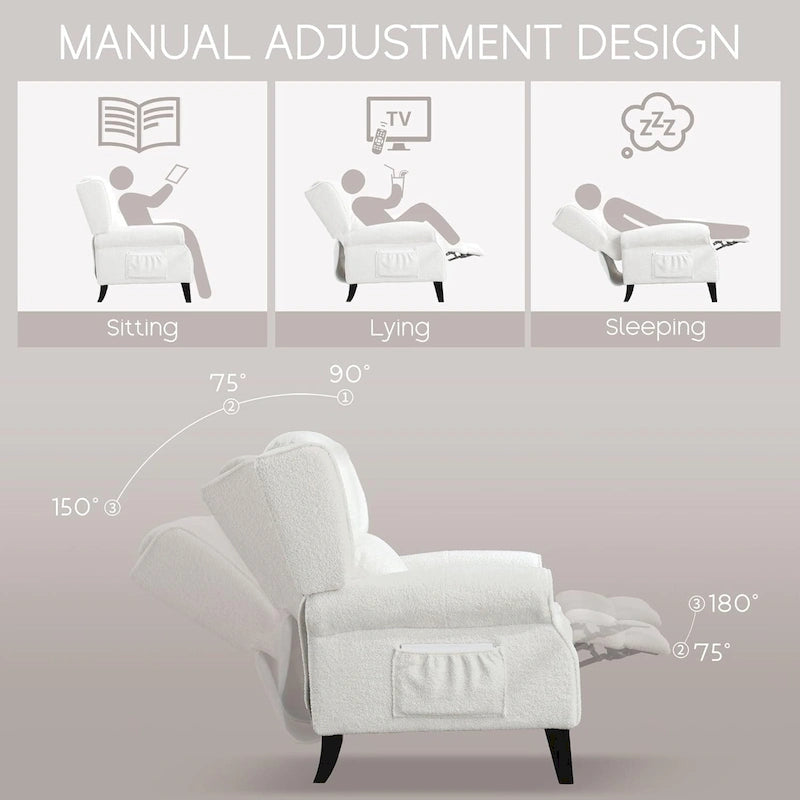 HOMYKA Polyested Upholstered Pushback Recliner Accent Chair Wingback Armchair