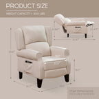 HOMYKA Polyested Upholstered Pushback Recliner Accent Chair Wingback Armchair