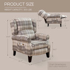 HOMYKA Polyested Upholstered Pushback Recliner Accent Chair Wingback Armchair