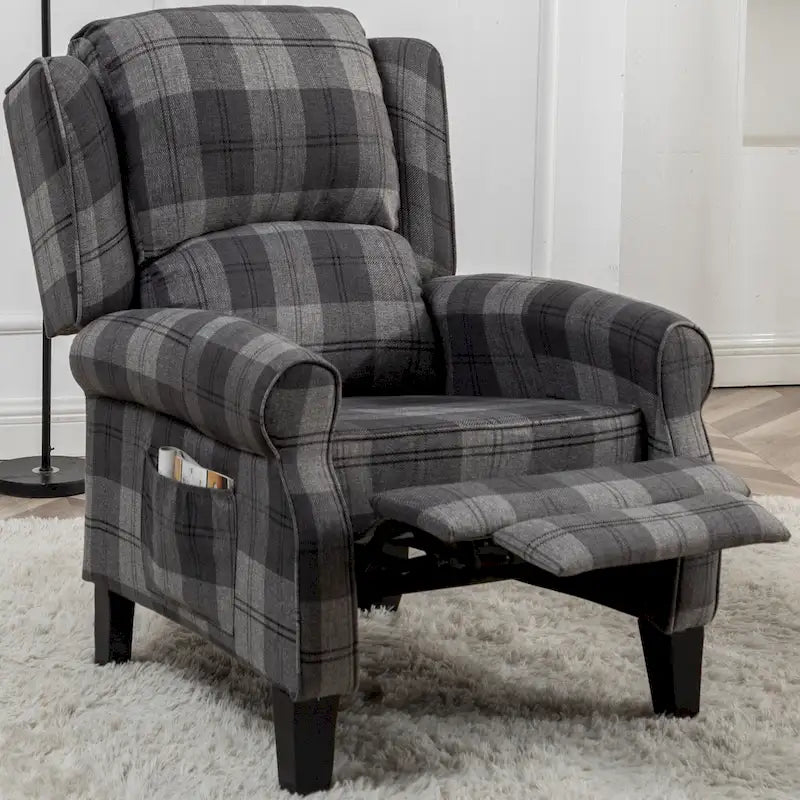 HOMYKA Polyested Upholstered Pushback Recliner Accent Chair Wingback Armchair