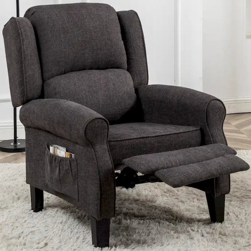 HOMYKA Polyested Upholstered Pushback Recliner Accent Chair Wingback Armchair
