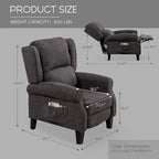 HOMYKA Polyested Upholstered Pushback Recliner Accent Chair Wingback Armchair